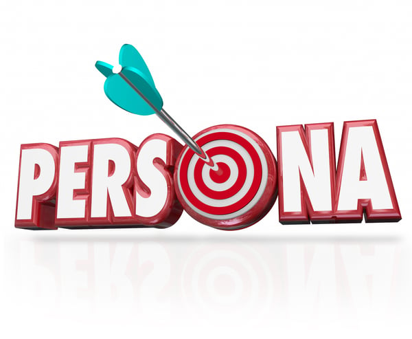 Persona word in red 3D letters with arrow and bullseye
